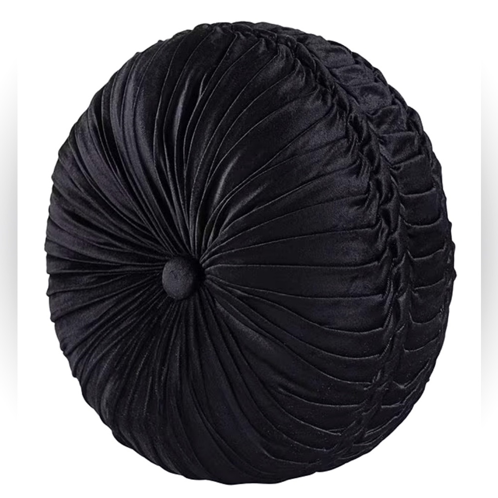 J Queen New York Bradshaw Black Round Tufted Hand Sewn Decorative Accent Pillow
